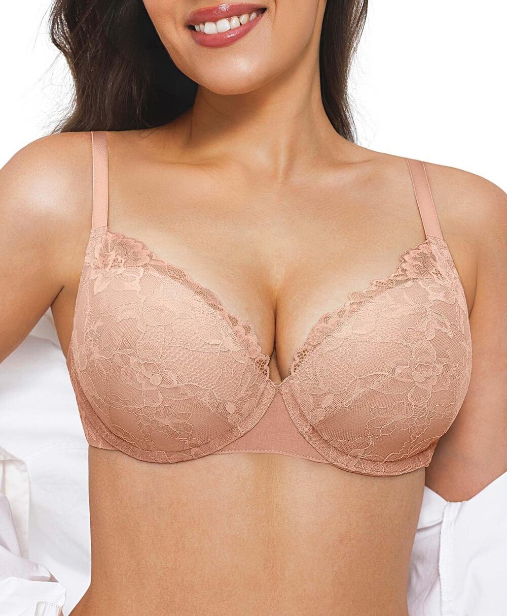 Popilush Minimizer Bras for Women Full Coverage Lace Push Up Plus Size Underwire